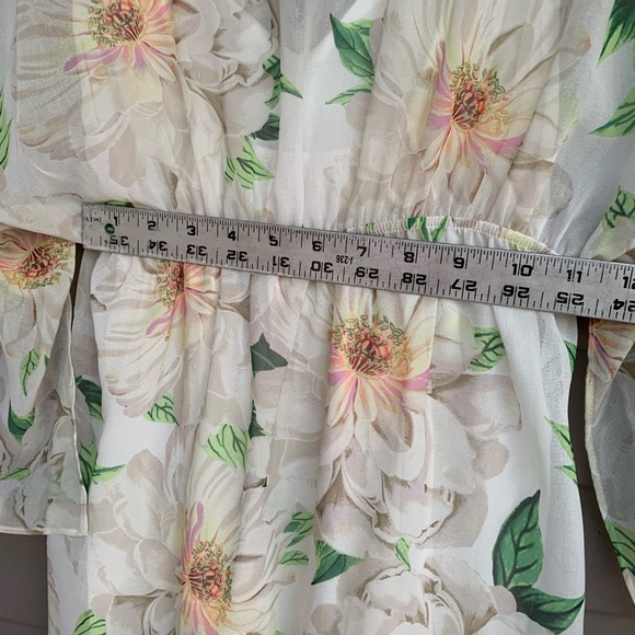 Farm Rio x Anthropologie Dahlia Boho White Chiffon Floral Maxi Dress Size S - Picture 13 of 15